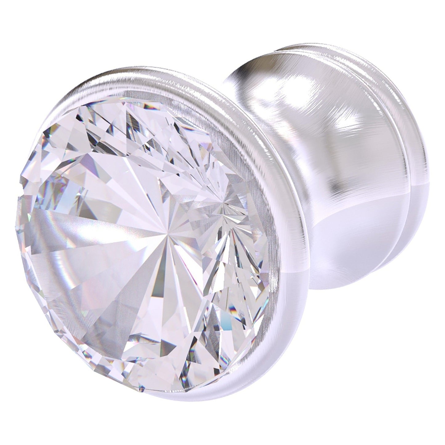 Allied Brass Carolina Crystal 1" x 1.25" Satin Chrome Solid Brass Cabinet Knob