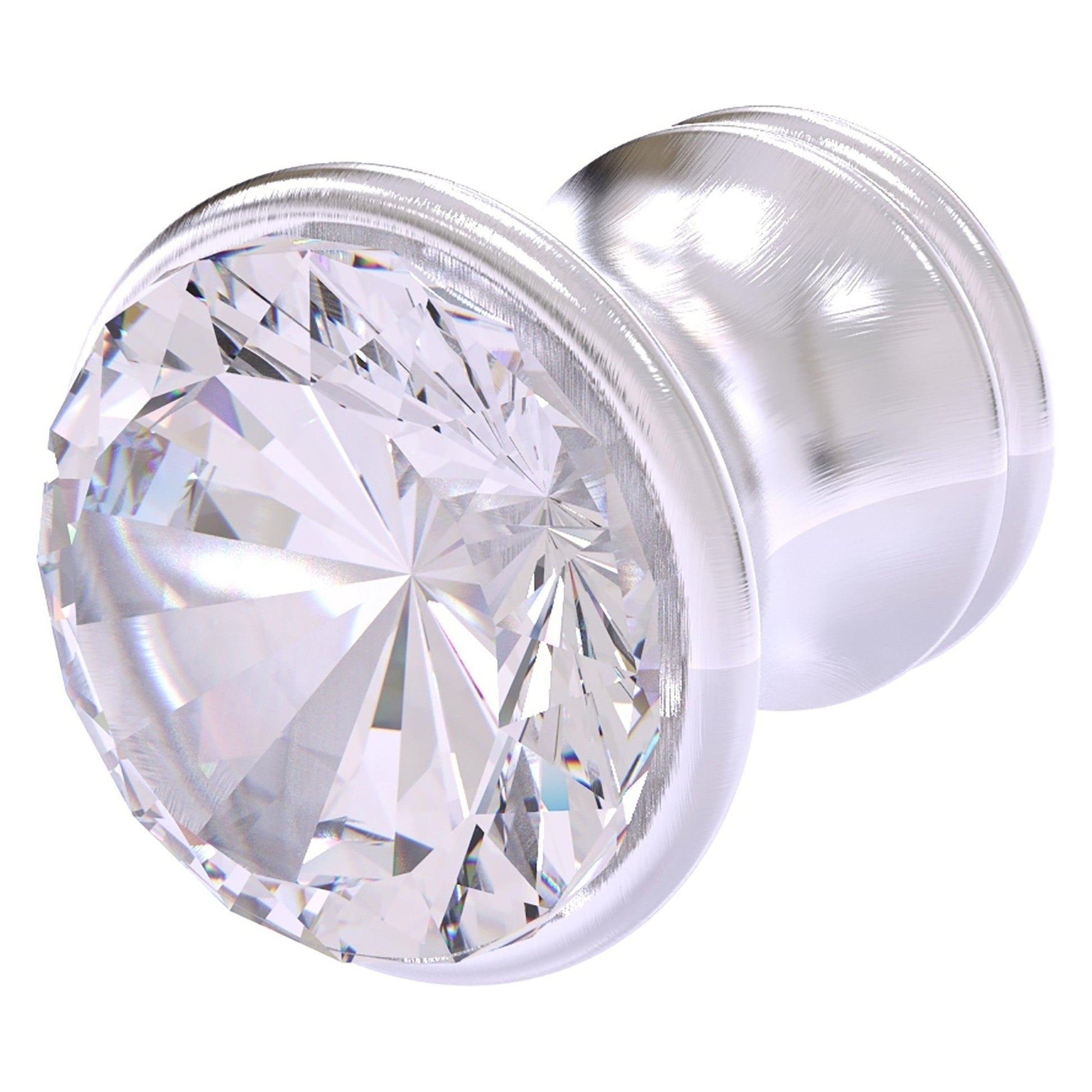 Allied Brass Carolina Crystal 1" x 1.25" Satin Chrome Solid Brass Cabinet Knob