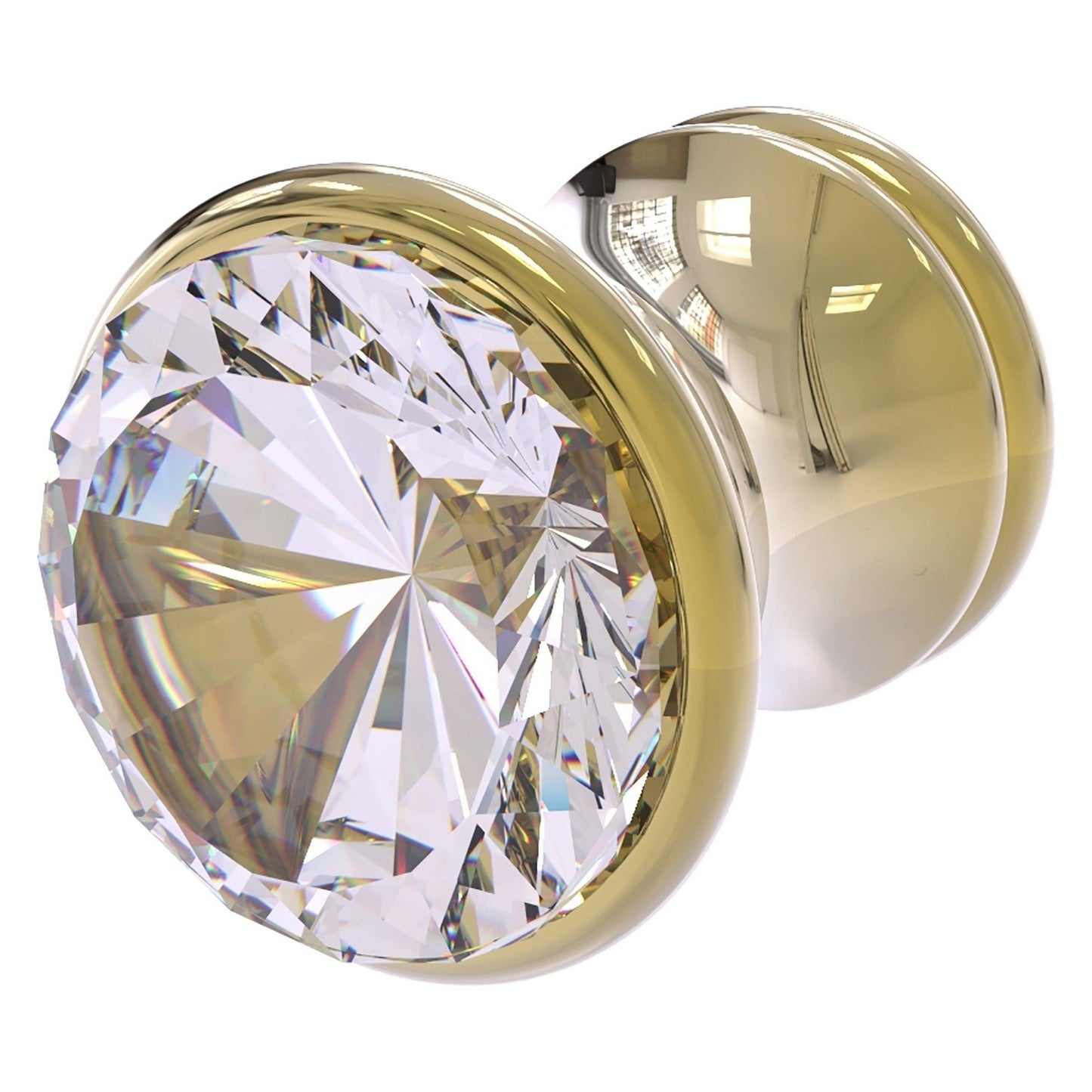 Allied Brass Carolina Crystal 1" x 1.25" Unlacquered Brass Solid Brass Cabinet Knob