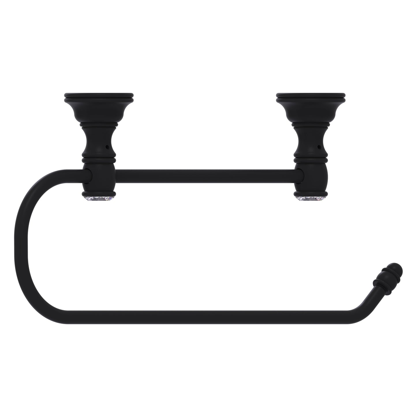 Allied Brass Carolina Crystal 14.2" x 2" Matte Black Solid Brass Cabinet Paper Towel Holder