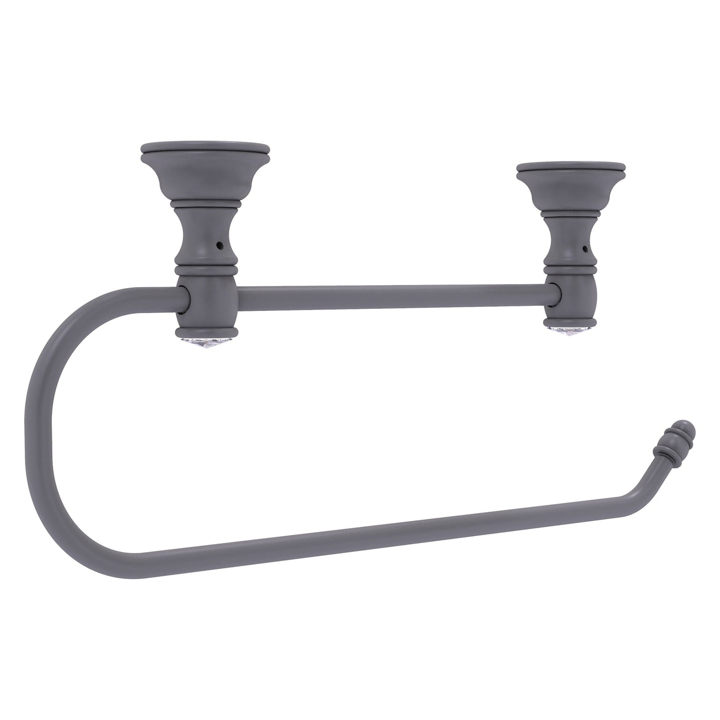 Allied Brass Carolina Crystal 14.2" x 2" Matte Gray Solid Brass Cabinet Paper Towel Holder