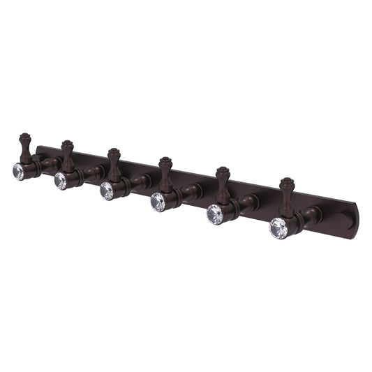 Allied Brass Carolina Crystal 15.5" x 2.4" Antique Bronze Solid Brass 6-Position Tie and Belt Rack