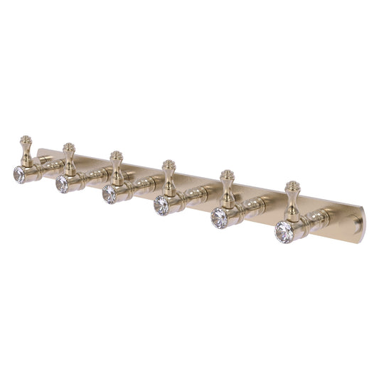 Allied Brass Carolina Crystal 15.5" x 2.4" Antique Pewter Solid Brass 6-Position Tie and Belt Rack