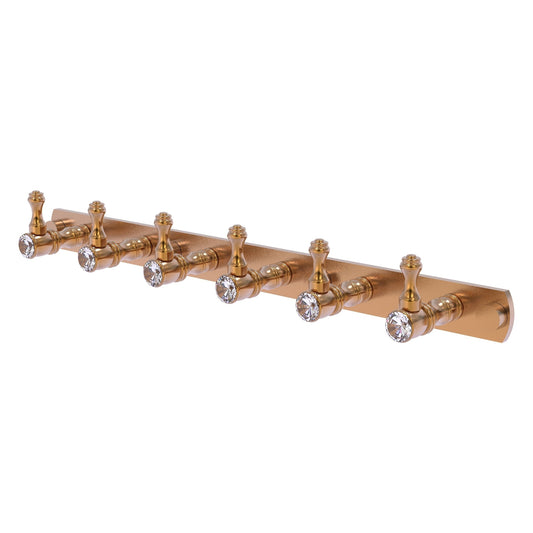 Allied Brass Carolina Crystal 15.5" x 2.4" Brushed Bronze Solid Brass 6-Position Tie and Belt Rack