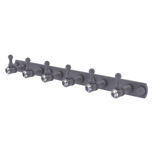 Allied Brass Carolina Crystal 15.5" x 2.4" Matte Gray Solid Brass 6-Position Tie and Belt Rack