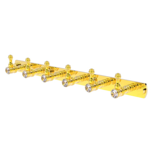 Allied Brass Carolina Crystal 15.5" x 2.4" Polished Brass Solid Brass 6-Position Tie and Belt Rack