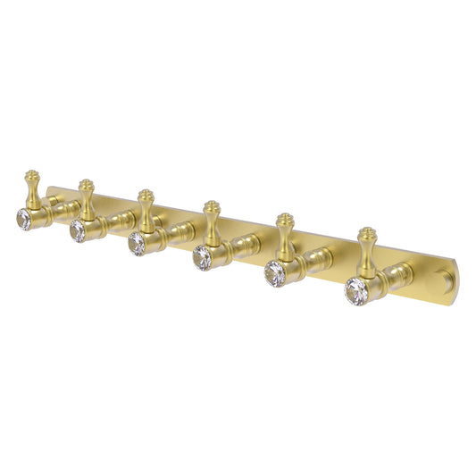 Allied Brass Carolina Crystal 15.5" x 2.4" Satin Brass Solid Brass 6-Position Tie and Belt Rack