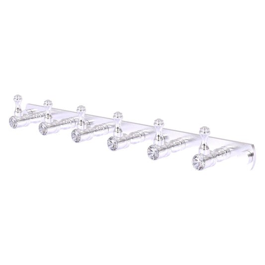 Allied Brass Carolina Crystal 15.5" x 2.4" Satin Chrome Solid Brass 6-Position Tie and Belt Rack