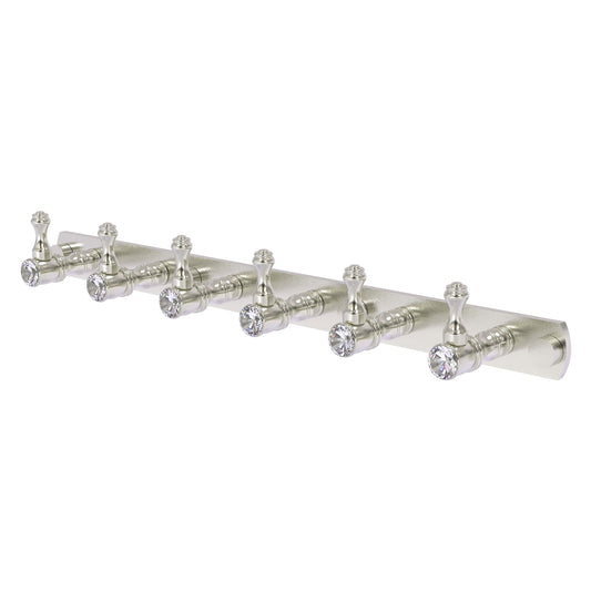 Allied Brass Carolina Crystal 15.5" x 2.4" Satin Nickel Solid Brass 6-Position Tie and Belt Rack