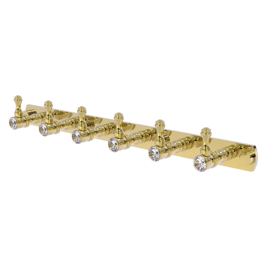 Allied Brass Carolina Crystal 15.5" x 2.4" Unlacquered Brass Solid Brass 6-Position Tie and Belt Rack