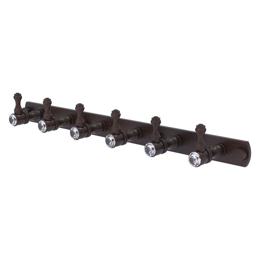 Allied Brass Carolina Crystal 15.5" x 2.4" Venetian Bronze Solid Brass 6-Position Tie and Belt Rack