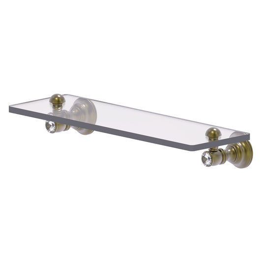 Allied Brass Carolina Crystal 16" x 5.54" Antique Brass Solid Brass Glass Shelf