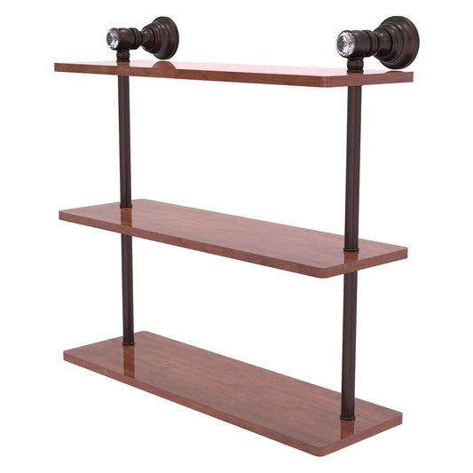 Allied Brass Carolina Crystal 16" x 5.54" Antique Bronze Solid Brass Triple Wood Shelf