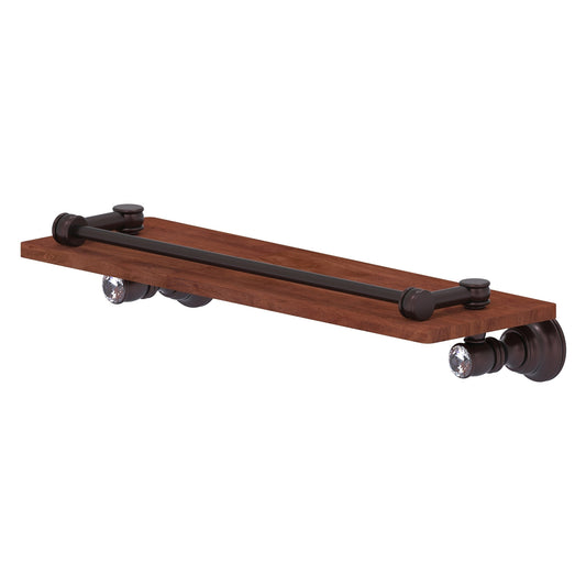 Allied Brass Carolina Crystal 16" x 5.54" Antique Bronze Solid Brass Wood Shelf With Gallery Rail