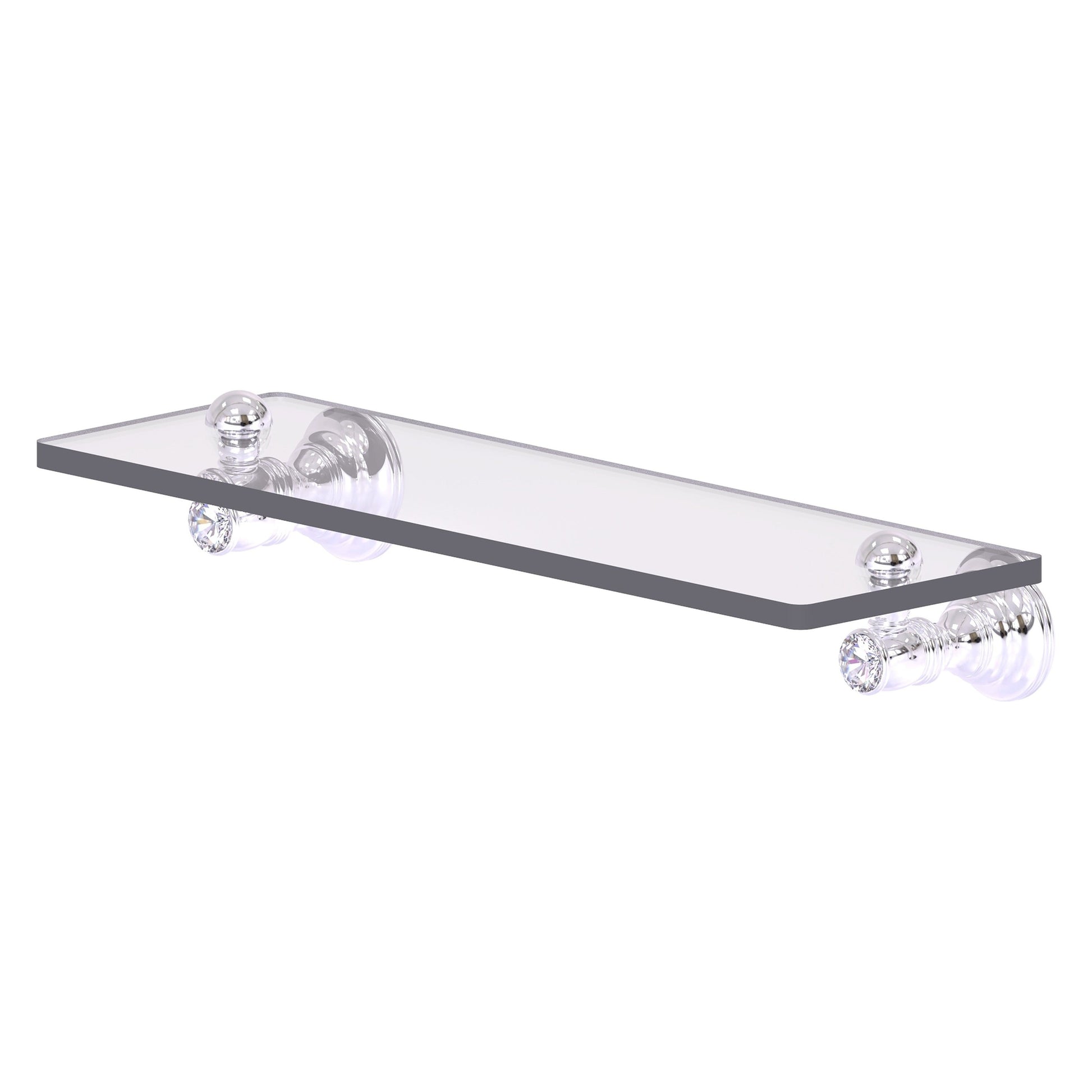 Allied Brass Carolina Crystal 16 x 5.54 Unlacquered Brass Solid Brass  Glass Shelf With Integrated Towel Bar