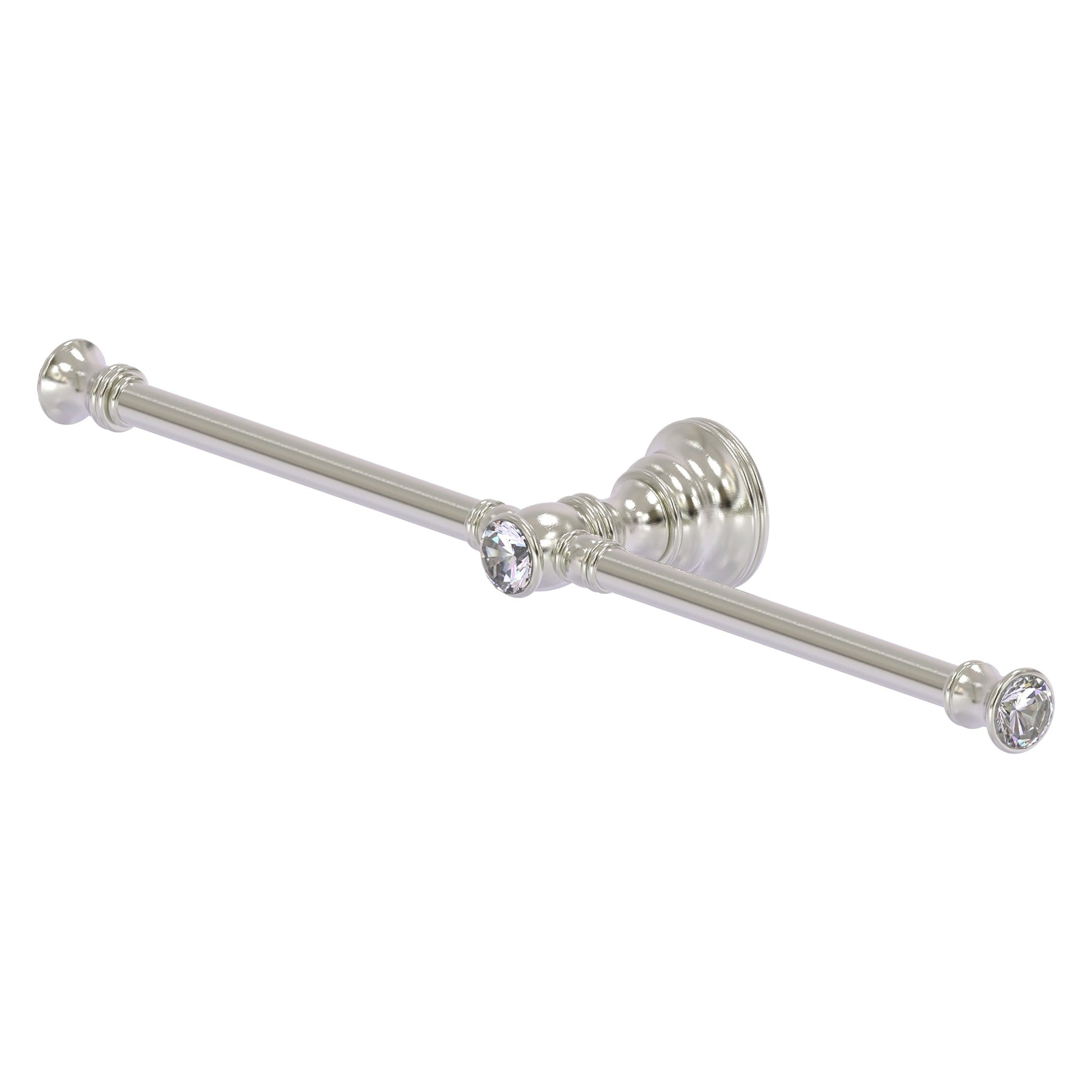 Allied Brass Carolina Crystal 16.8 x 3.3 Satin Nickel Solid Brass 2-Arm  Guest Towel Holder