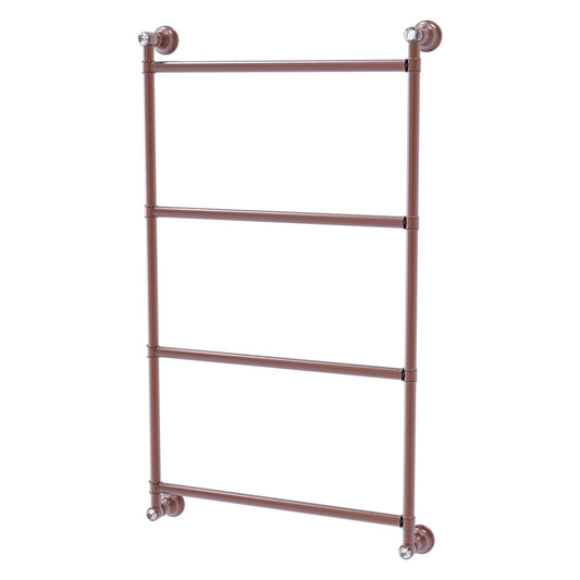 Allied Brass Carolina Crystal 18" x 3.3" Antique Copper Solid Brass 4 Tiers Ladder Towel Bar