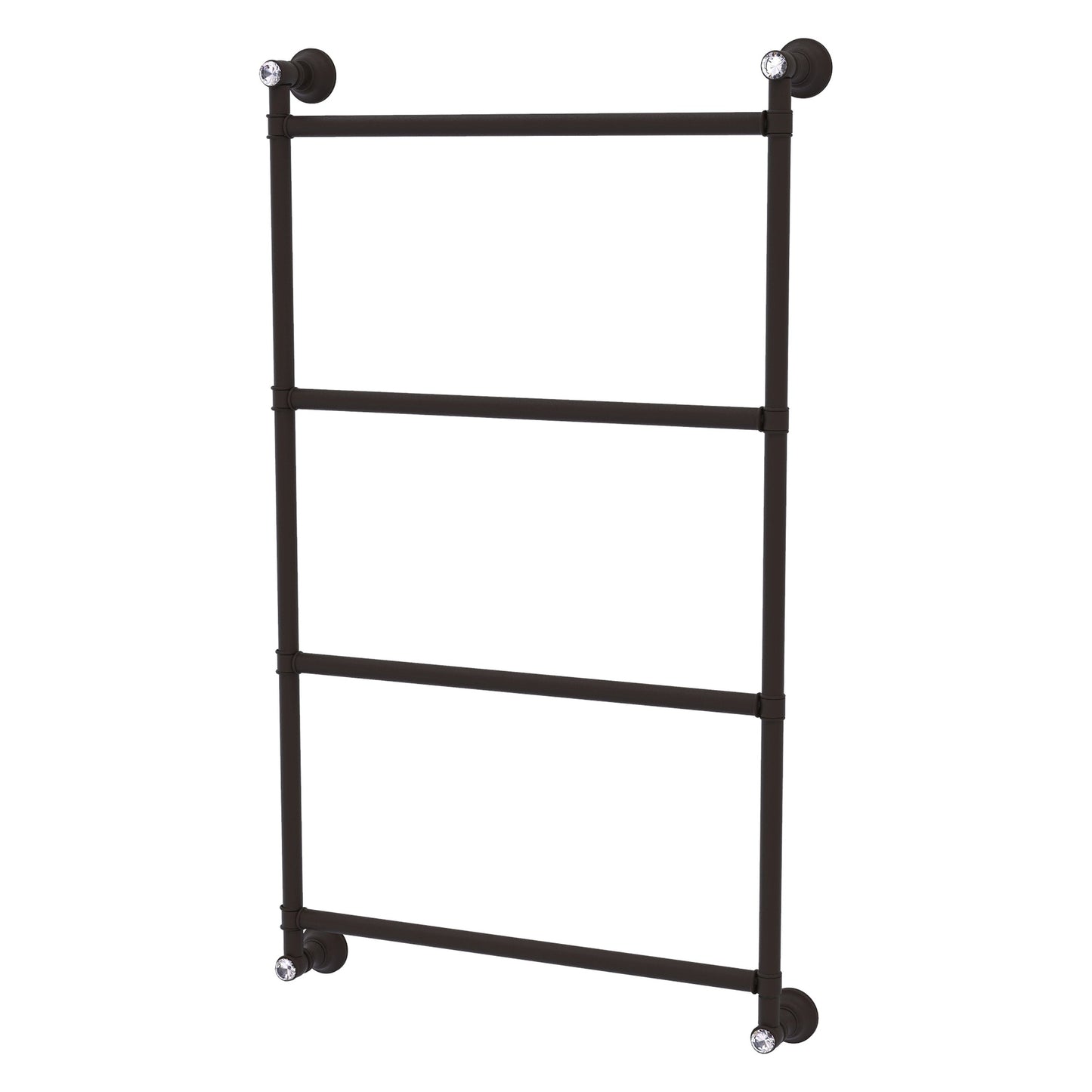 Allied Brass Carolina Crystal 18" x 3.3" Oil Rubbed Bronze Solid Brass 4 Tiers Ladder Towel Bar