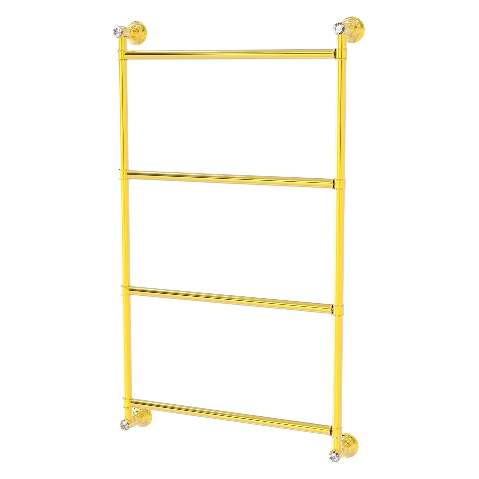 Allied Brass Carolina Crystal 18" x 3.3" Polished Brass Solid Brass 4 Tiers Ladder Towel Bar