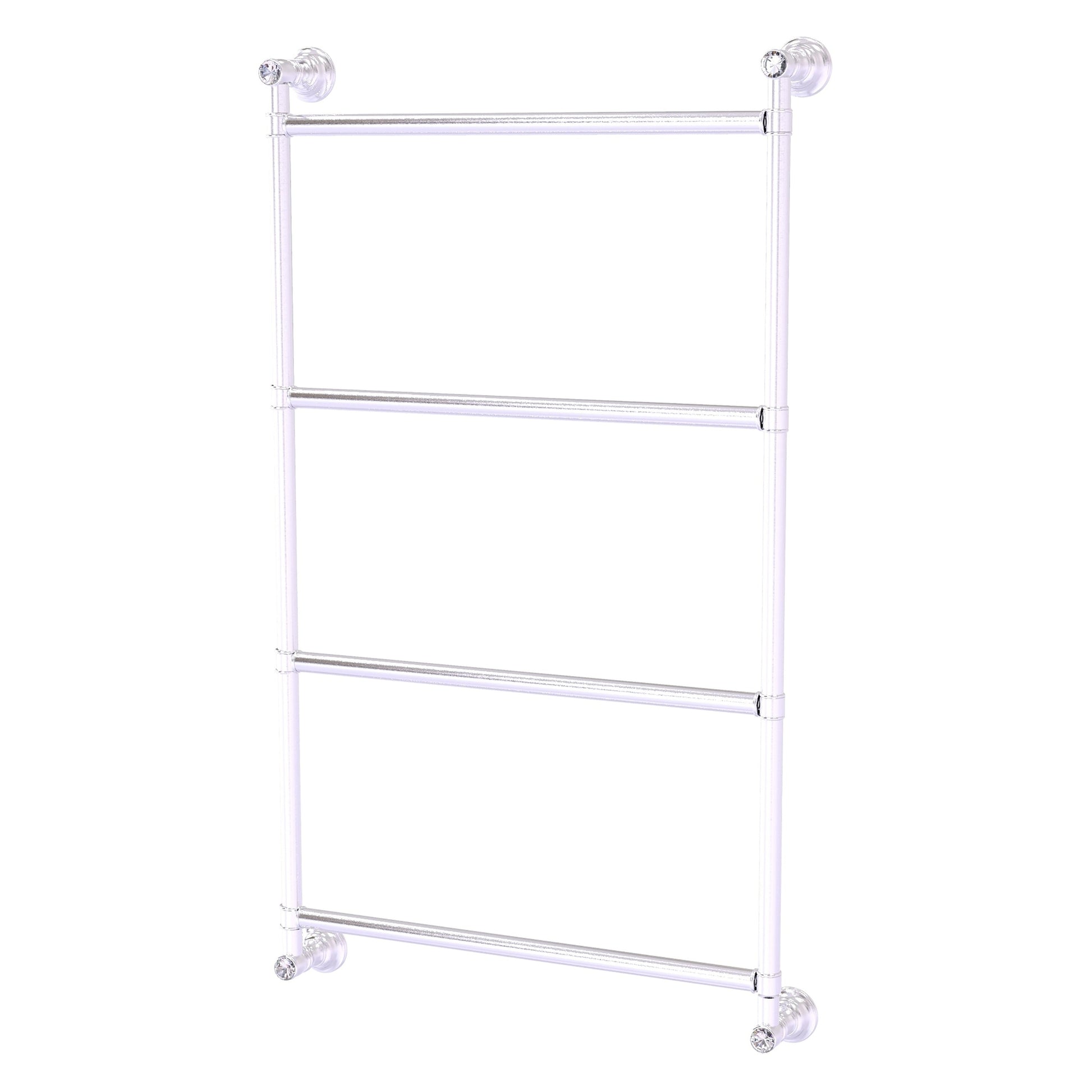 Allied Brass Carolina Crystal 18" x 3.3" Satin Chrome Solid Brass 4 Tiers Ladder Towel Bar