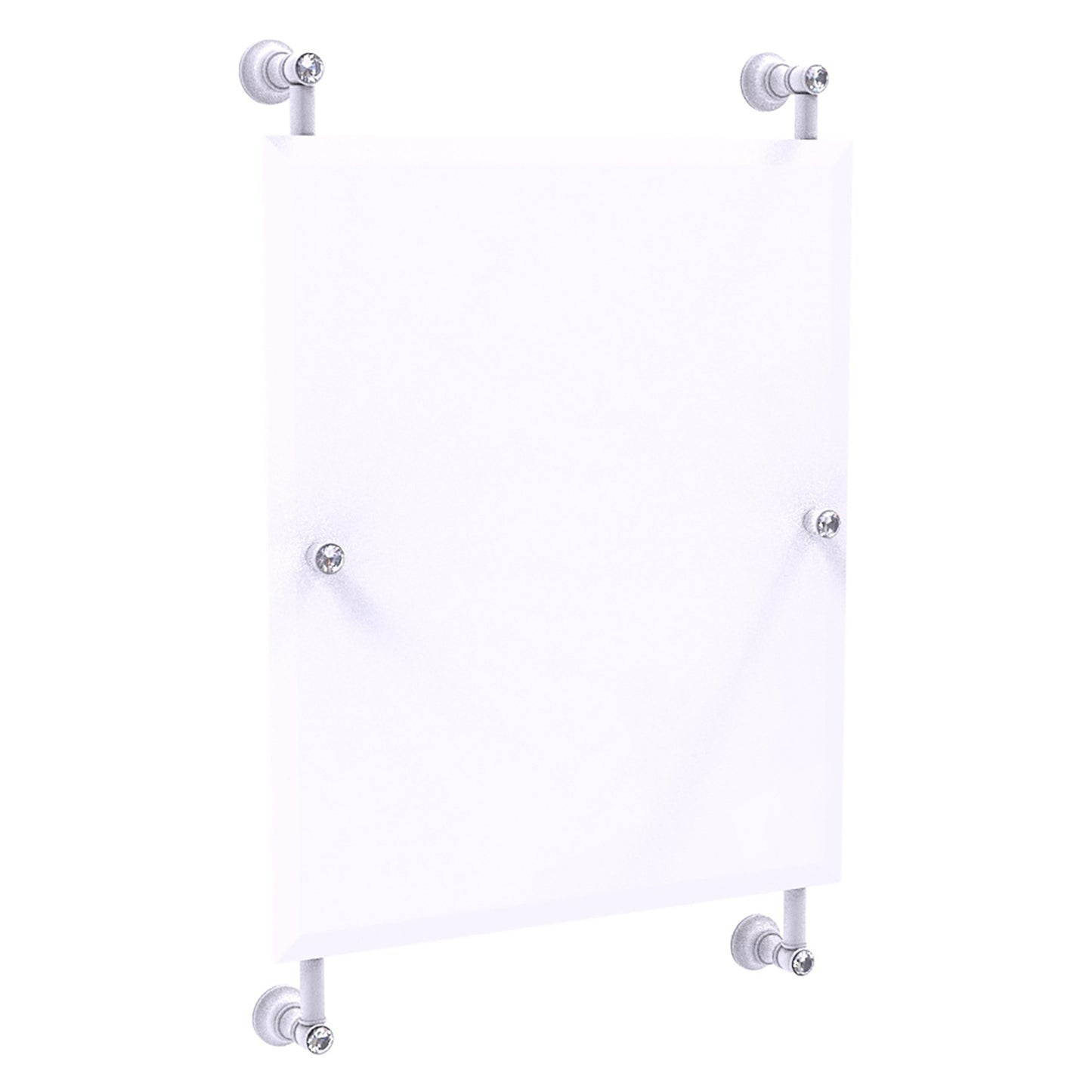 Allied Brass Carolina Crystal 21" x 4.4" Matte White Solid Brass Rectangular Frameless Rail-Mounted Mirror