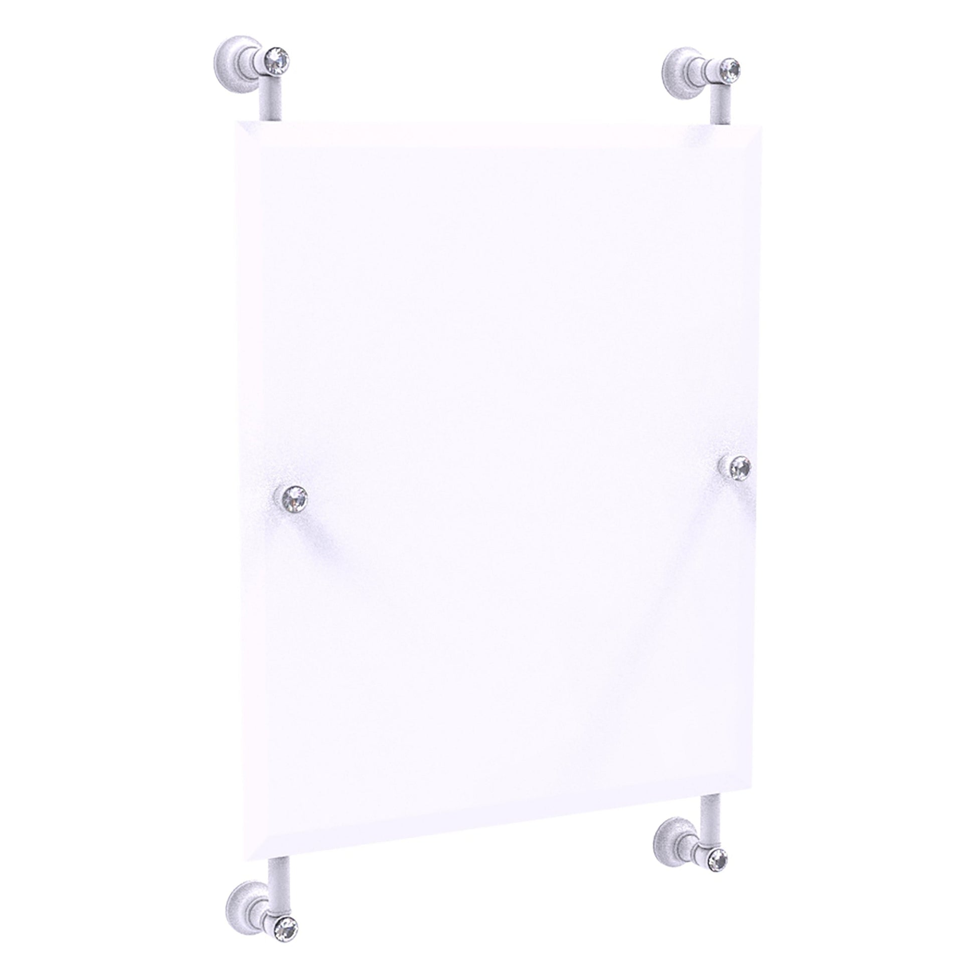 Allied Brass Carolina Crystal 21" x 4.4" Matte White Solid Brass Rectangular Frameless Rail-Mounted Mirror