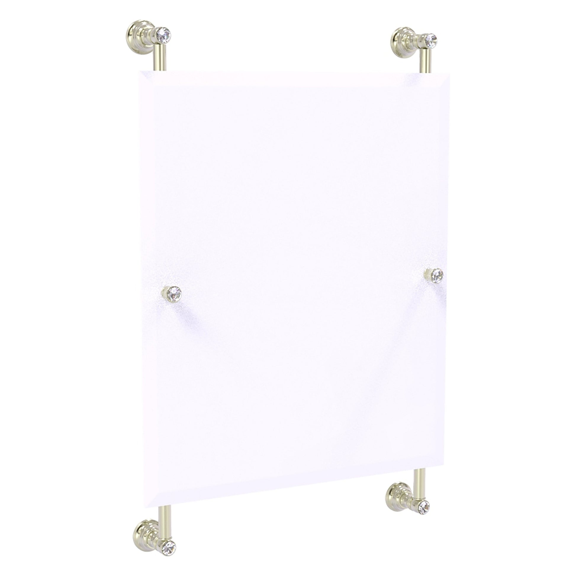 Allied Brass Carolina Crystal 21" x 4.4" Polished Nickel Solid Brass Rectangular Frameless Rail-Mounted Mirror