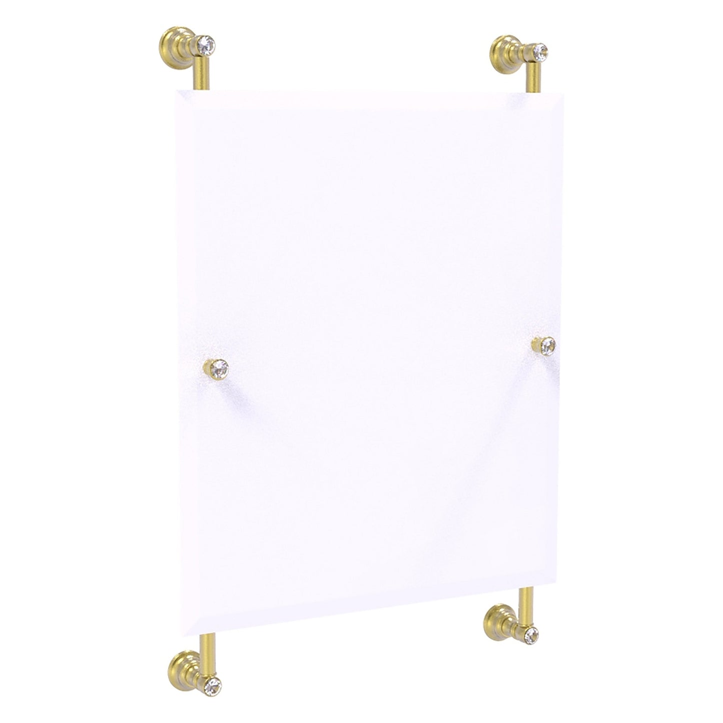 Allied Brass Carolina Crystal 21" x 4.4" Satin Brass Solid Brass Rectangular Frameless Rail-Mounted Mirror