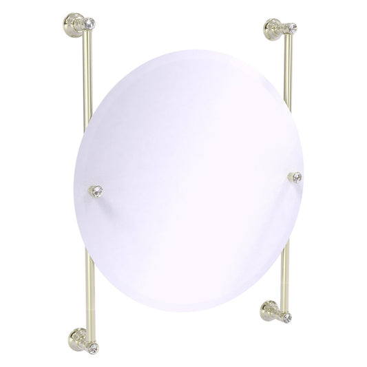 Allied Brass Carolina Crystal 22" x 4.4" Polished Nickel Solid Brass Round Frameless Rail-Mounted Mirror