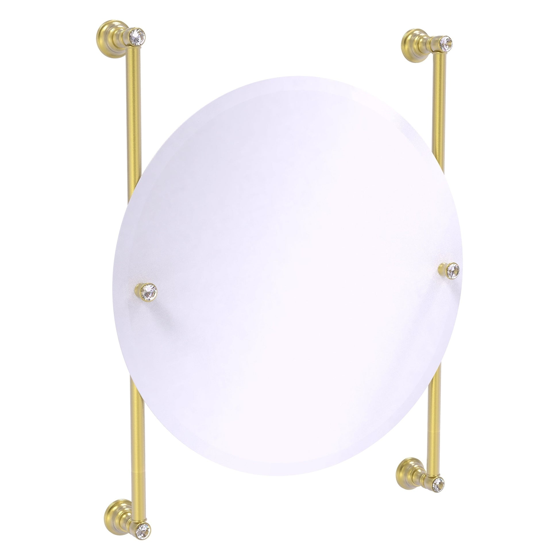 Allied Brass Carolina Crystal 22" x 4.4" Satin Brass Solid Brass Round Frameless Rail-Mounted Mirror