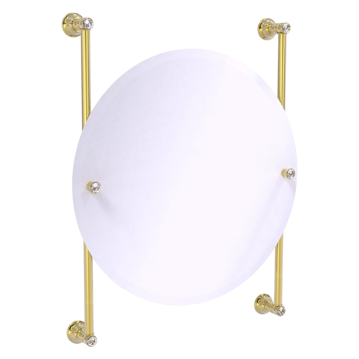 Allied Brass Carolina Crystal 22" x 4.4" Unlacquered Brass Solid Brass Round Frameless Rail-Mounted Mirror