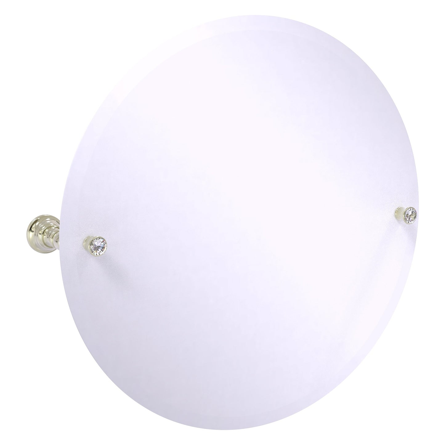 Allied Brass Carolina Crystal 22" x 4.8" Polished Nickel Solid Brass Frameless Round Tilt Mirror With Beveled Edge