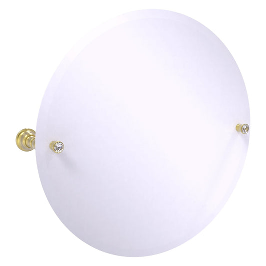 Allied Brass Carolina Crystal 22" x 4.8" Satin Brass Solid Brass Frameless Round Tilt Mirror With Beveled Edge