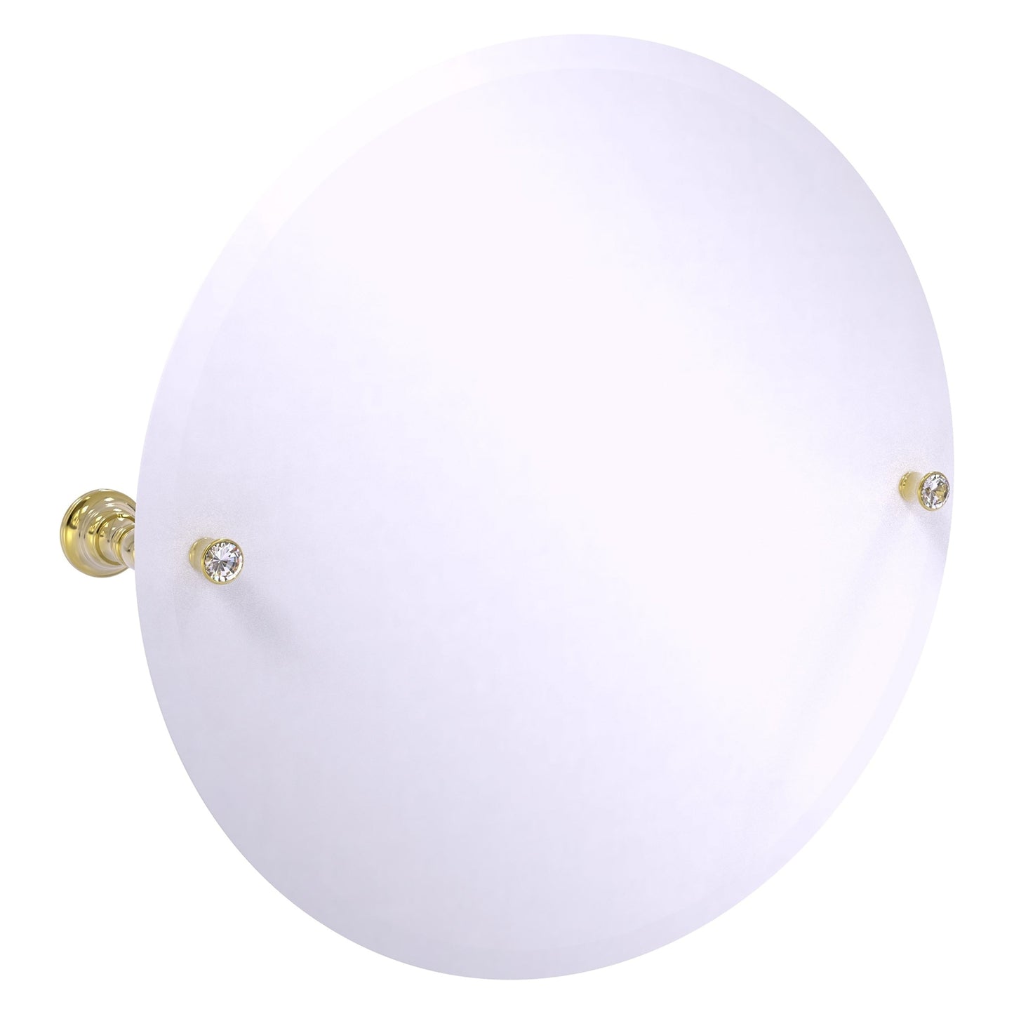 Allied Brass Carolina Crystal 22" x 4.8" Unlacquered Brass Solid Brass Frameless Round Tilt Mirror With Beveled Edge