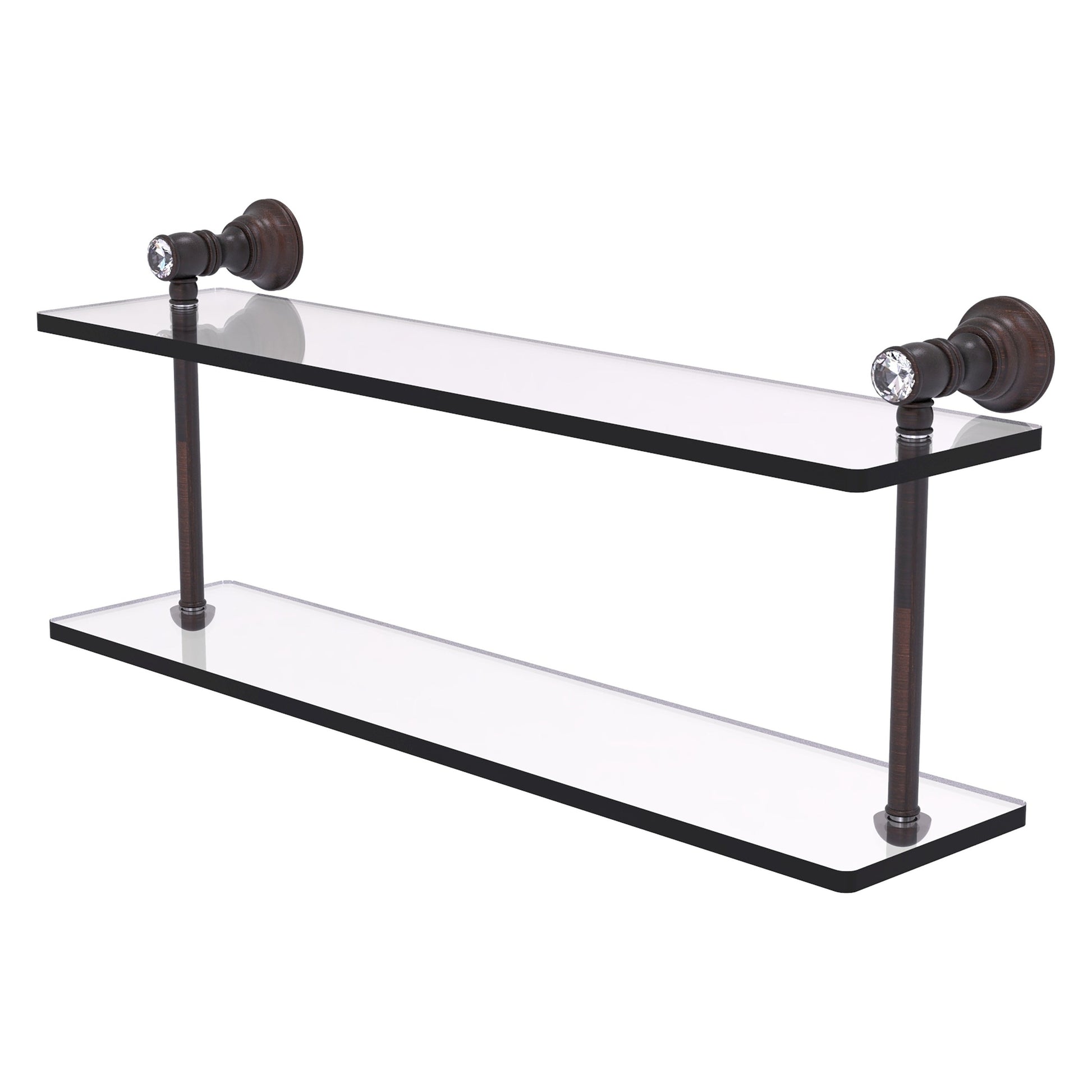 Allied Brass Carolina Crystal Brushed Bronze Glass Wall Mount Bathroom  Shelf with Gallery Rail