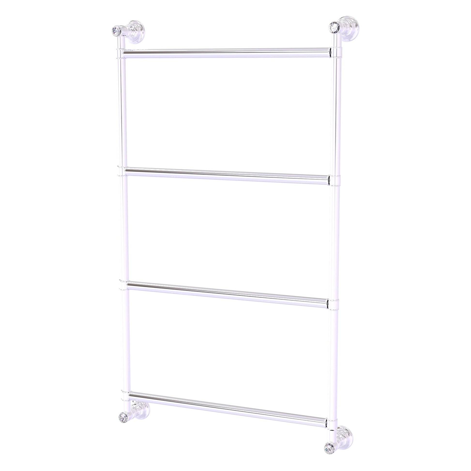 Allied Brass Carolina Crystal 24" x 3.3" Polished Chrome Solid Brass 4 Tiers Ladder Towel Bar