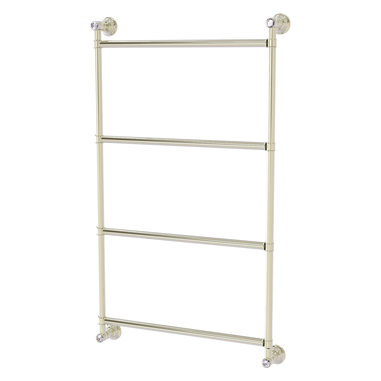 Allied Brass Carolina Crystal 24" x 3.3" Polished Nickel Solid Brass 4 Tiers Ladder Towel Bar