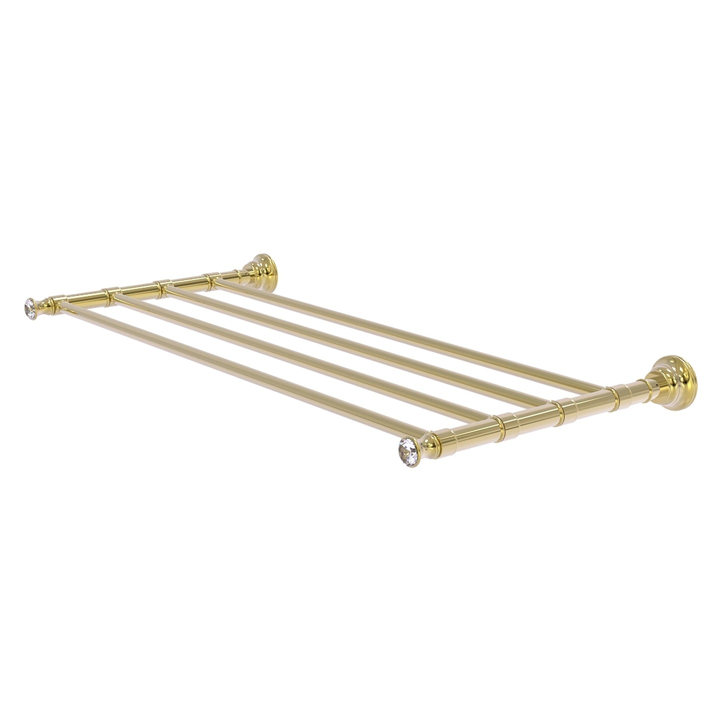 Allied Brass Carolina Crystal 26" x 12.7" Unlacquered Brass Solid Brass Towel Shelf
