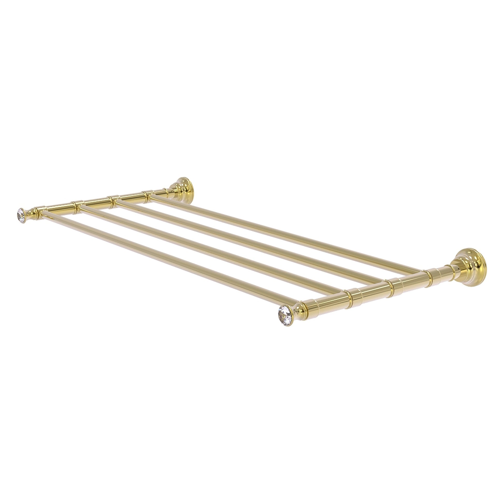 Allied Brass Carolina Crystal 26" x 12.7" Unlacquered Brass Solid Brass Towel Shelf