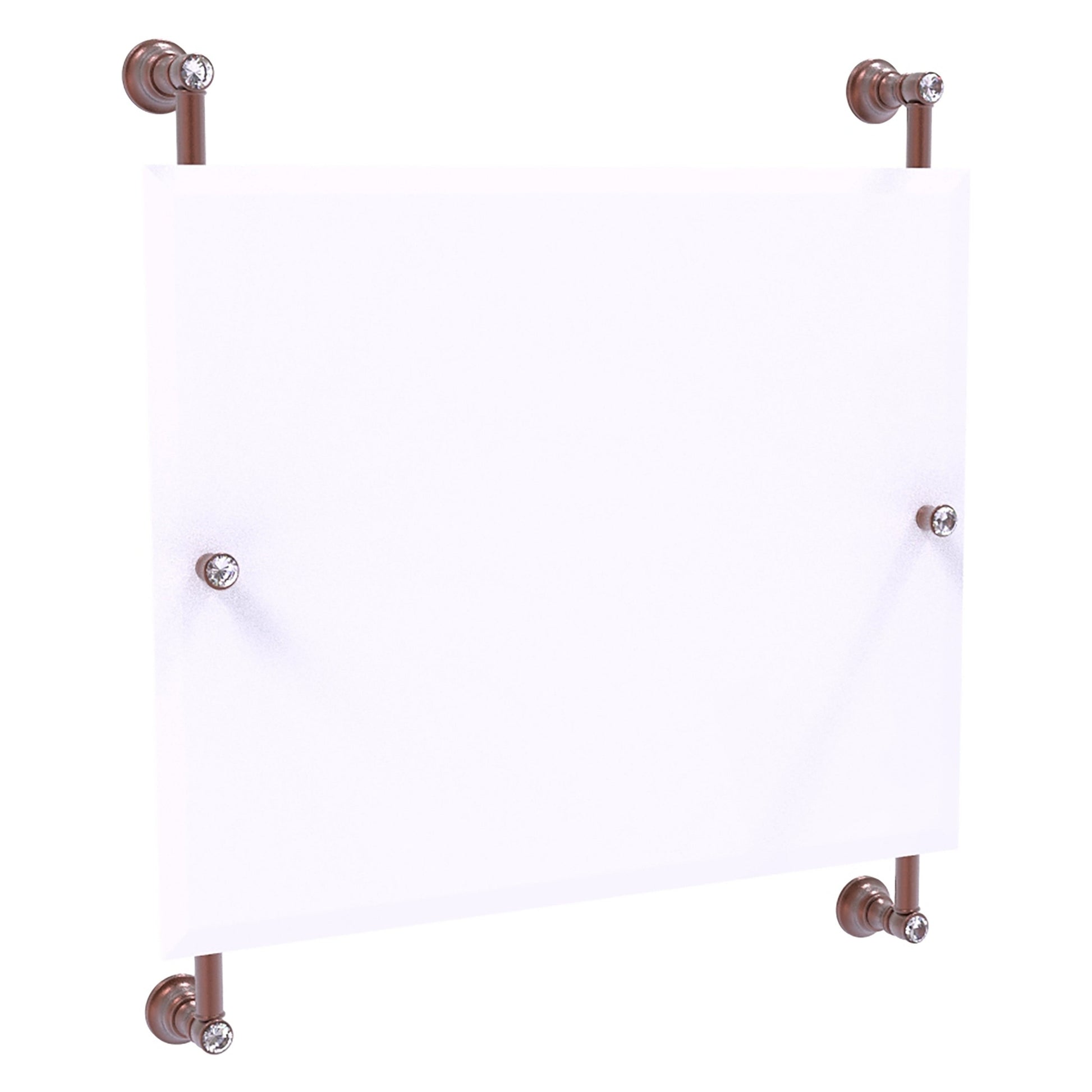 Allied Brass Carolina Crystal 26" x 4.4" Antique Copper Solid Brass Rectangular Frameless Rail-Mounted Mirror