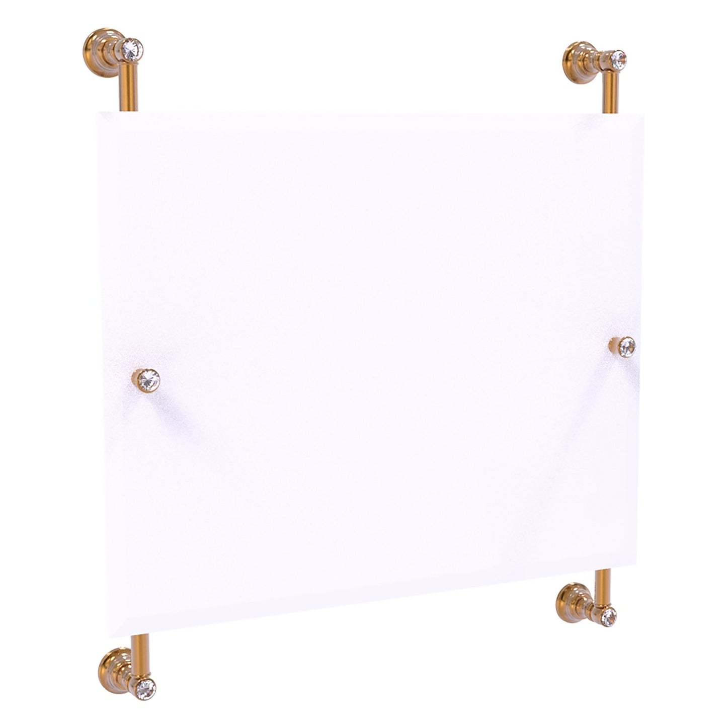 Allied Brass Carolina Crystal 26" x 4.4" Brushed Bronze Solid Brass Rectangular Frameless Rail-Mounted Mirror