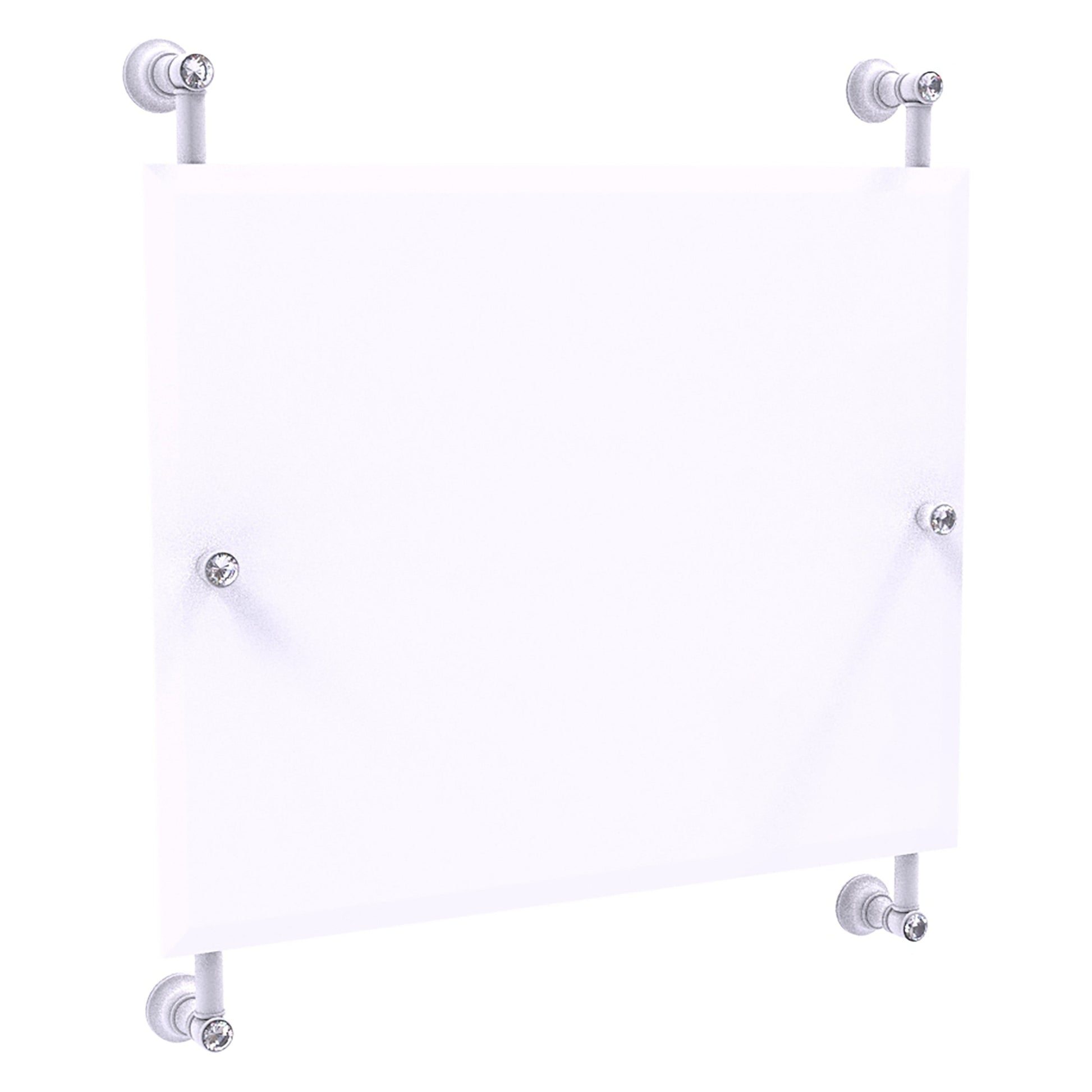 Allied Brass Carolina Crystal 26" x 4.4" Matte White Solid Brass Rectangular Frameless Rail-Mounted Mirror