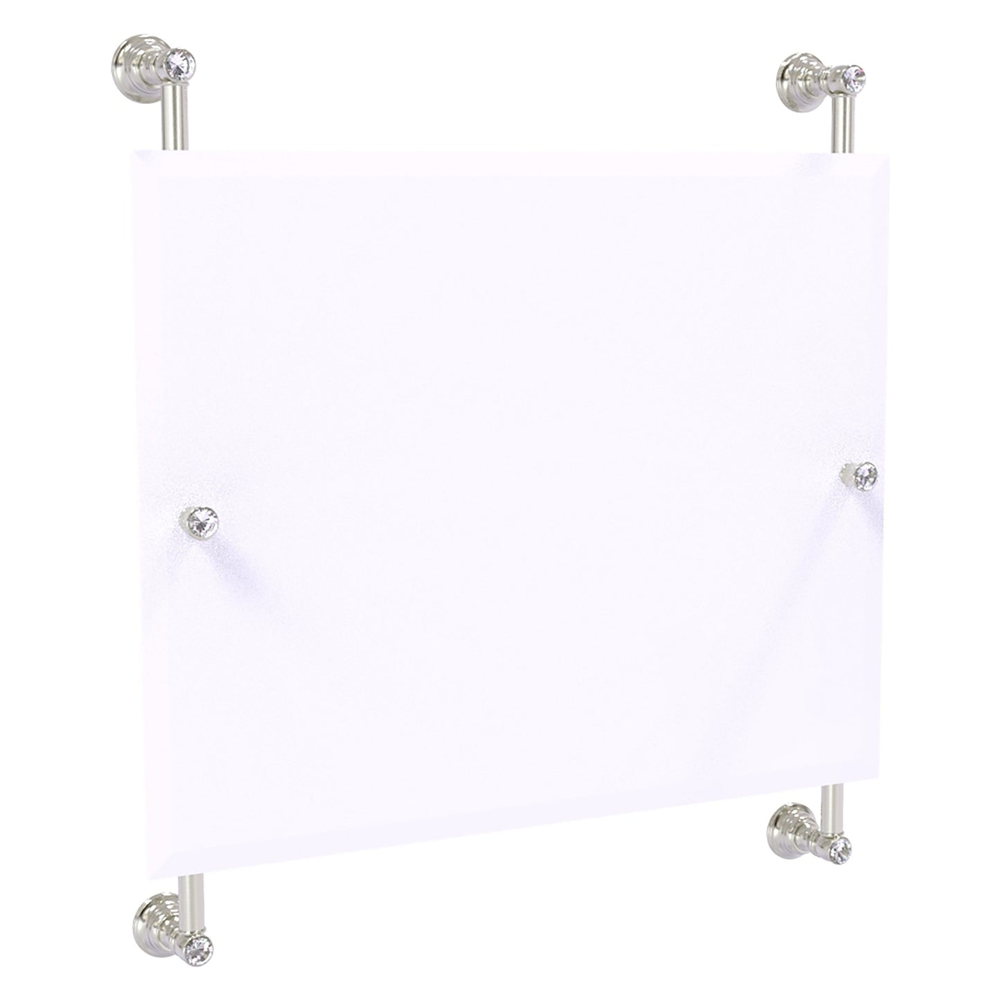 Allied Brass Carolina Crystal 26" x 4.4" Satin Nickel Solid Brass Rectangular Frameless Rail-Mounted Mirror