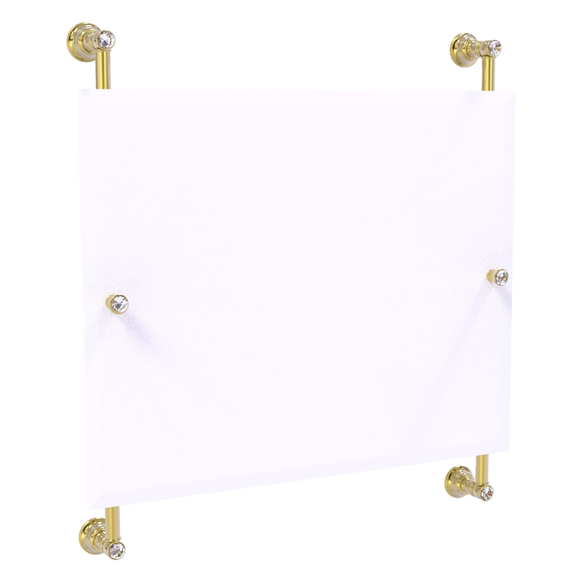 Allied Brass Carolina Crystal 26" x 4.4" Unlacquered Brass Solid Brass Rectangular Frameless Rail-Mounted Mirror