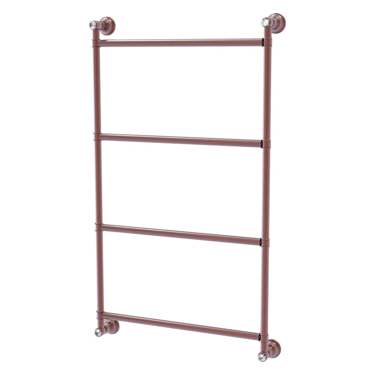 Allied Brass Carolina Crystal 30" x 3.3" Antique Copper Solid Brass 4 Tiers Ladder Towel Bar