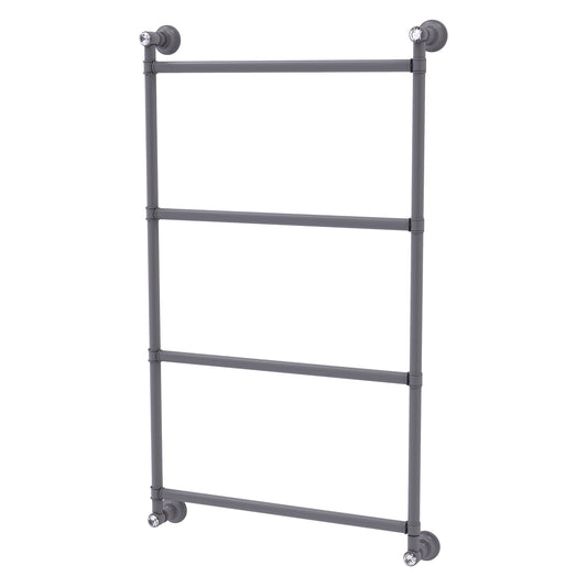 Allied Brass Carolina Crystal 30" x 3.3" Matte Gray Solid Brass 4 Tiers Ladder Towel Bar