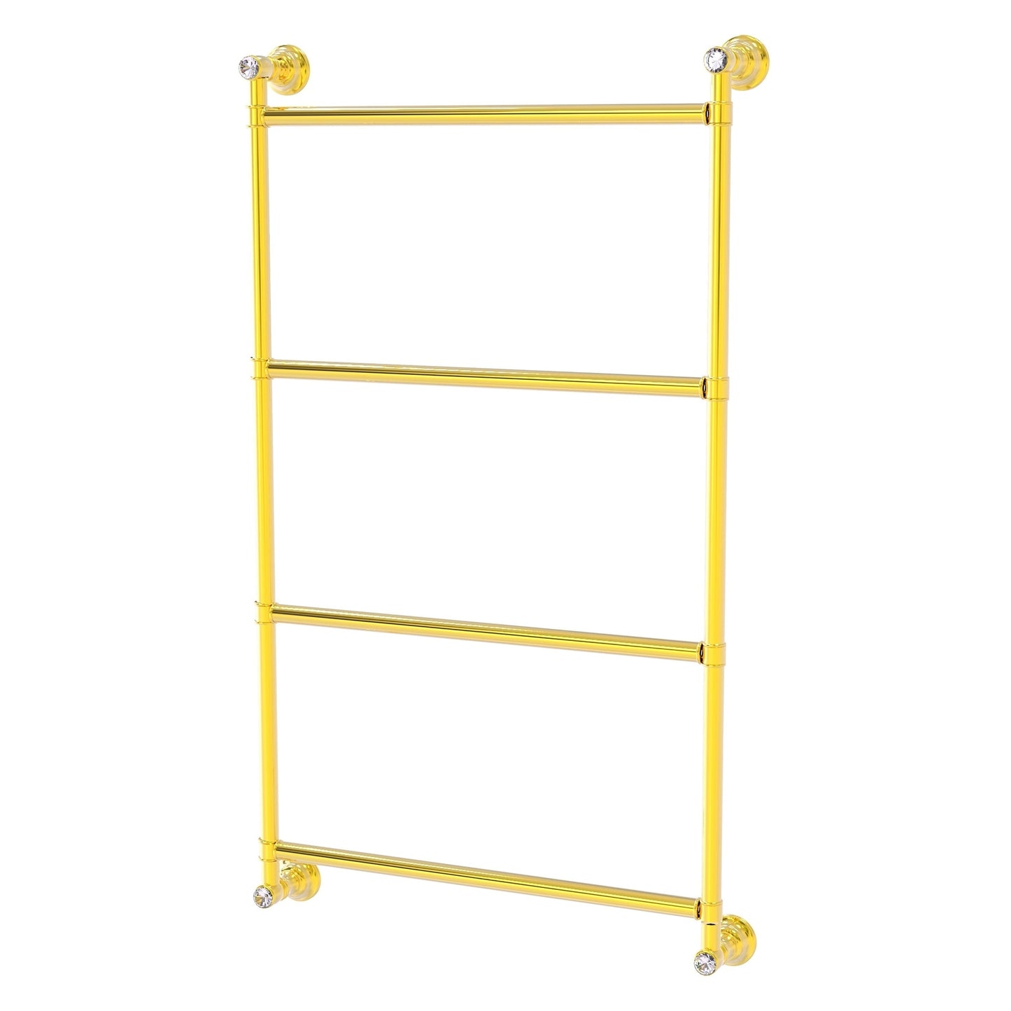 Allied Brass Carolina Crystal 30" x 3.3" Polished Brass Solid Brass 4 Tiers Ladder Towel Bar