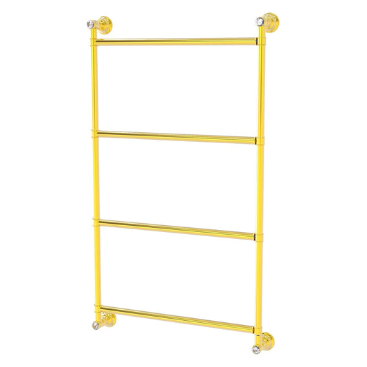 Allied Brass Carolina Crystal 30" x 3.3" Polished Brass Solid Brass 4 Tiers Ladder Towel Bar