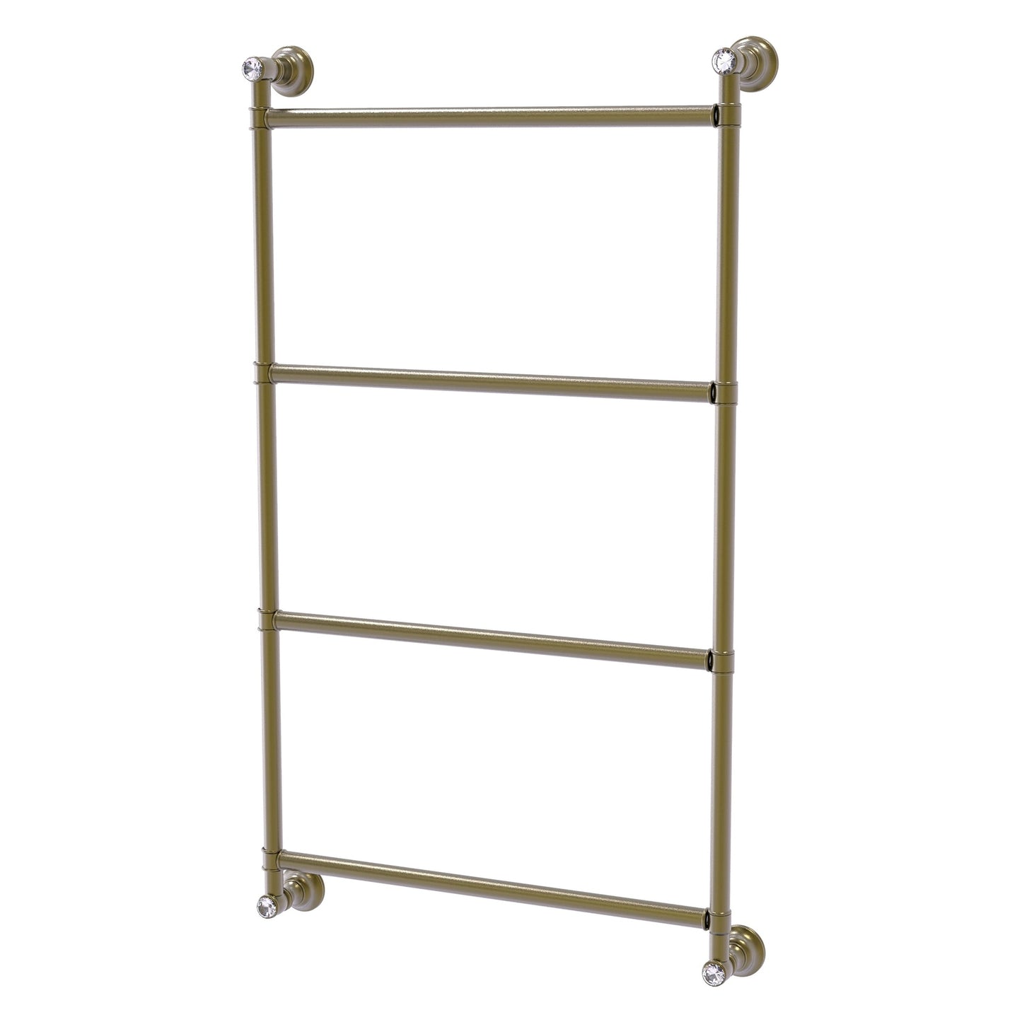 Allied Brass Carolina Crystal 36" x 3.3" Antique Brass Solid Brass 4 Tiers Ladder Towel Bar