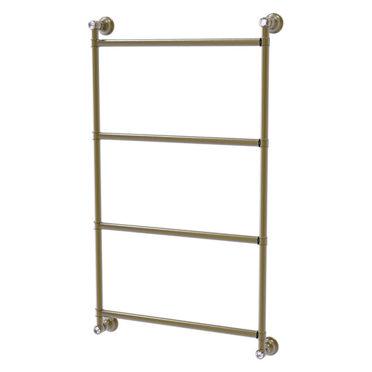 Allied Brass Carolina Crystal 36" x 3.3" Antique Brass Solid Brass 4 Tiers Ladder Towel Bar